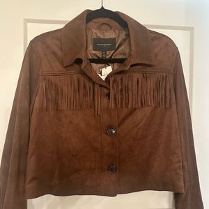 Banana Republic Crop Suede Fringe Jacket
